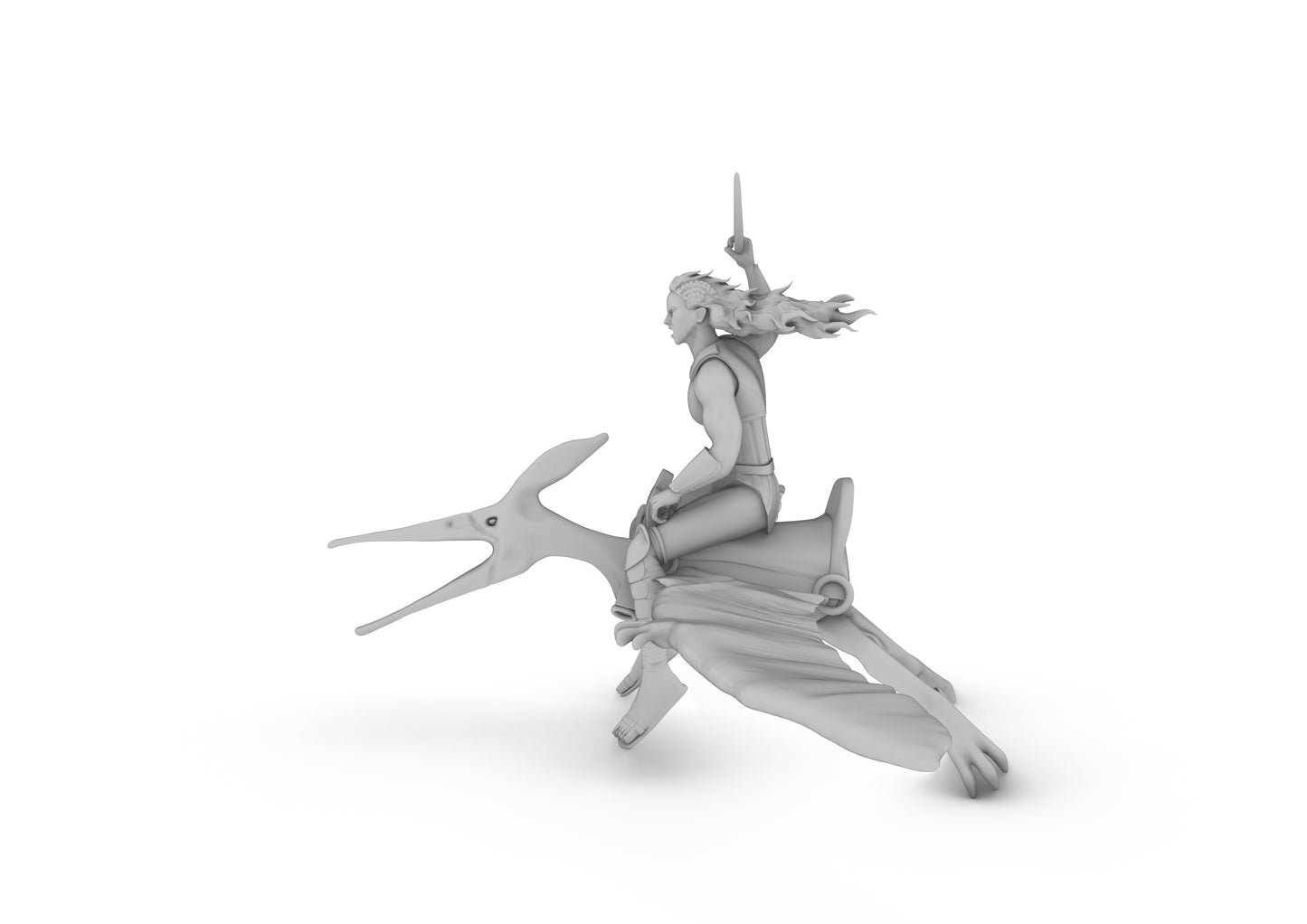Amazon Riding a Pteranodon Tabletop DND Gaming Miniature