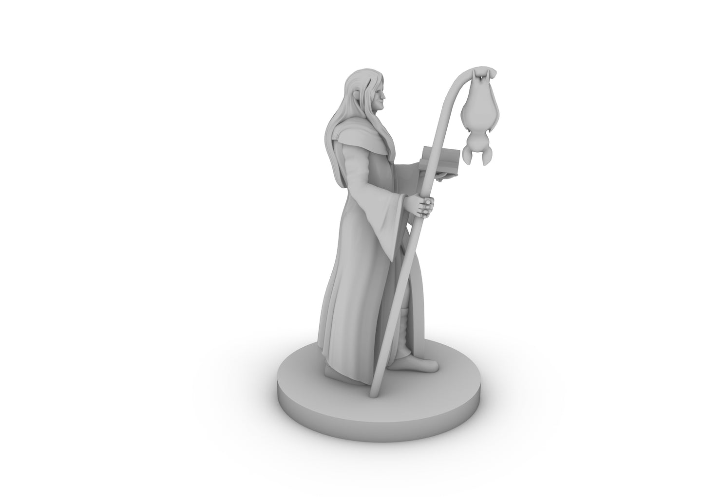 Human Wizard With Bat Familiar Tabletop DND Gaming Miniature