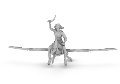 Amazon riding a pteranodon Tabletop DND Gaming Miniature