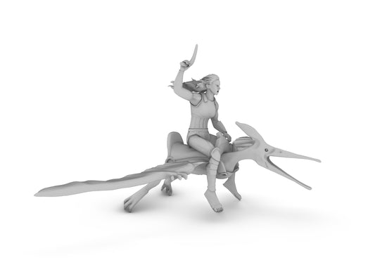 Amazon riding a pteranodon Tabletop DND Gaming Miniature