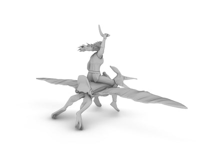 Amazon riding a pteranodon Tabletop DND Gaming Miniature