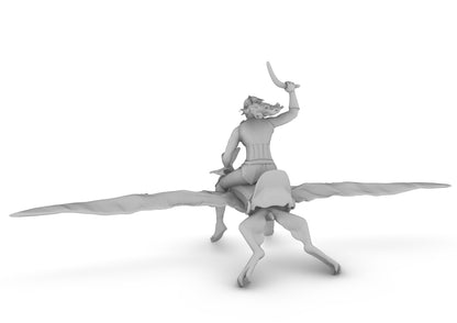 Amazon riding a pteranodon Tabletop DND Gaming Miniature