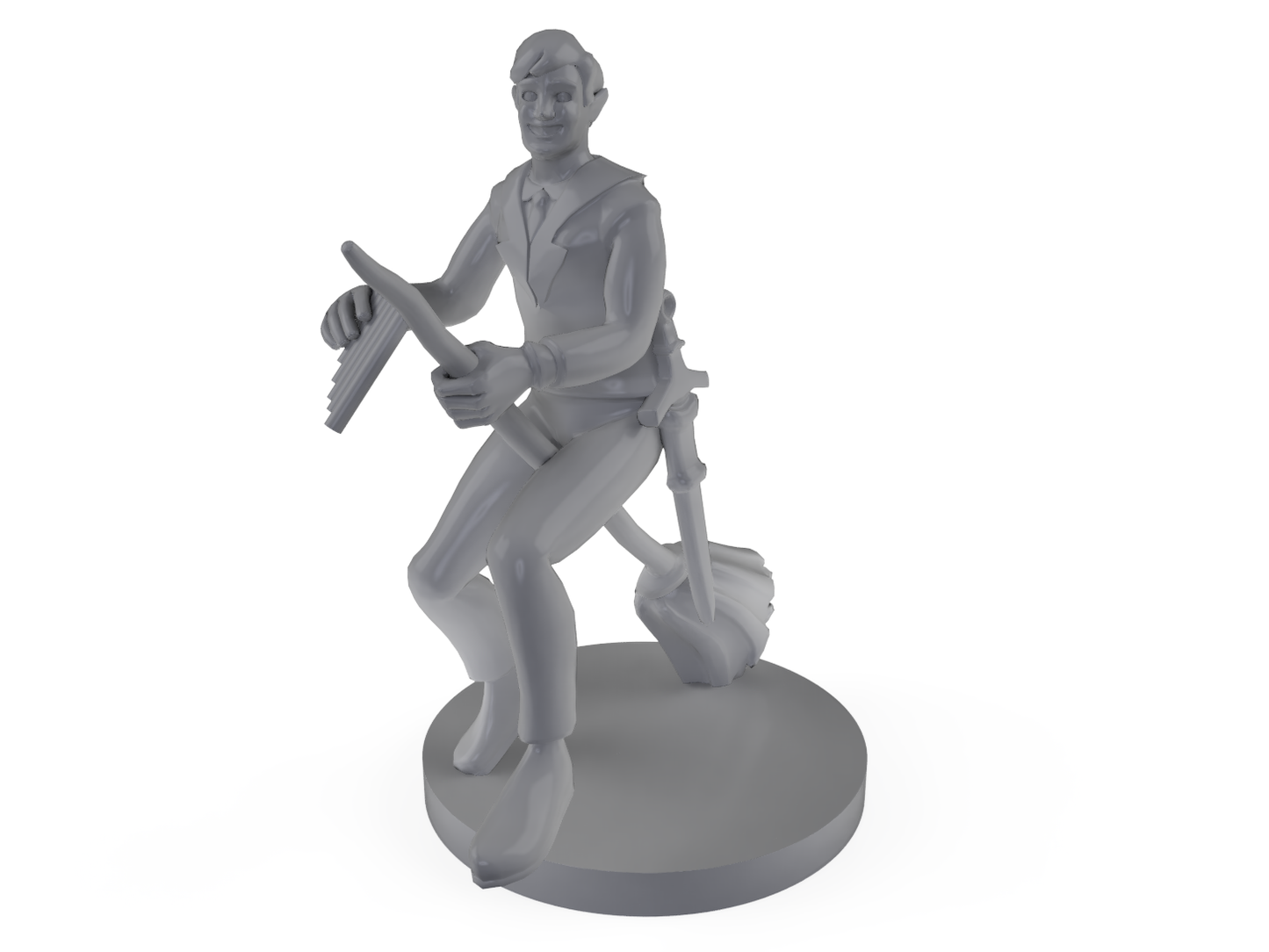 Bard On a Broom Tabletop DND Gaming Miniature