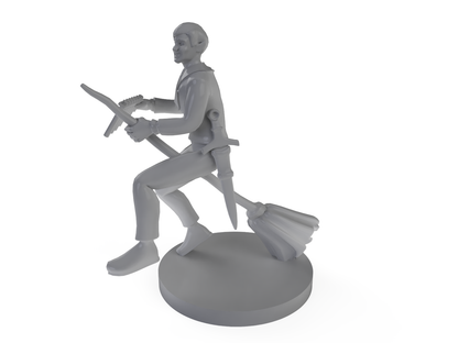 Bard On a Broom Tabletop DND Gaming Miniature