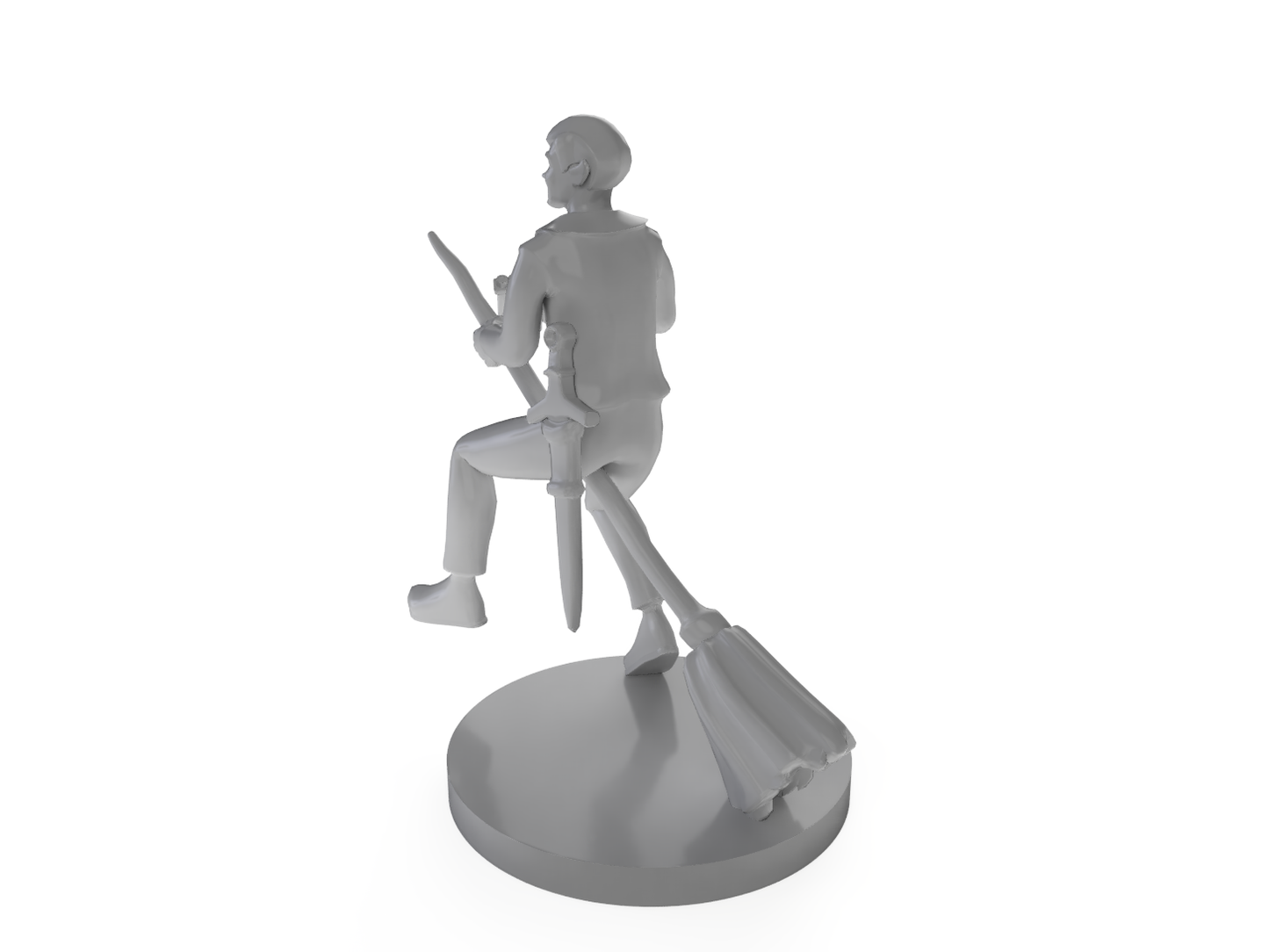 Bard On a Broom Tabletop DND Gaming Miniature