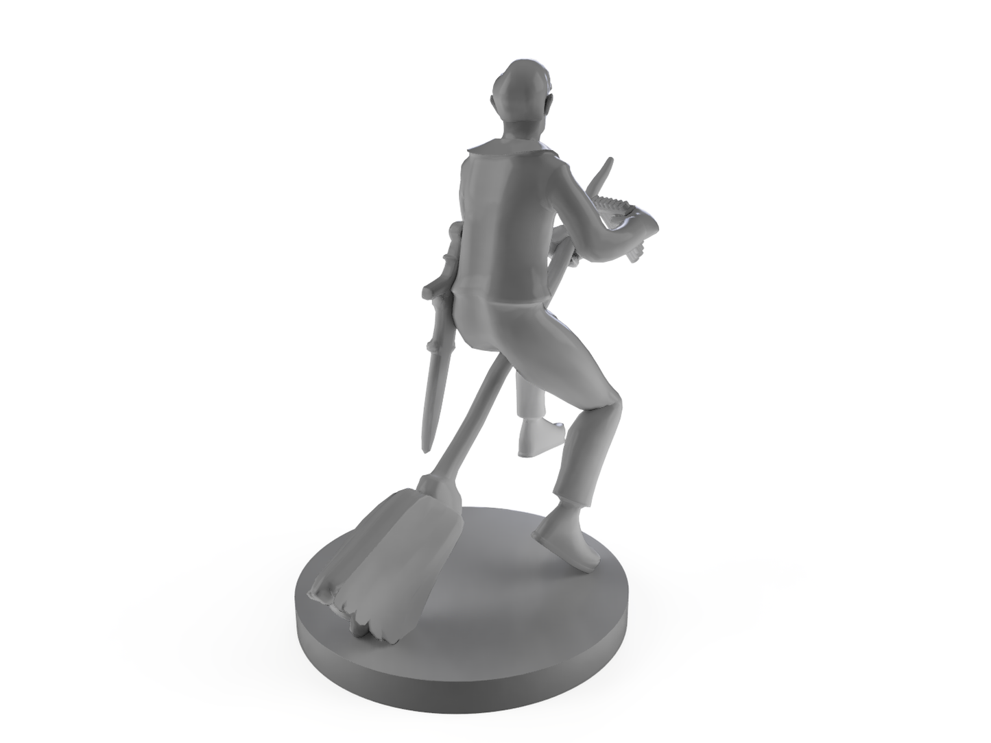 Bard On a Broom Tabletop DND Gaming Miniature