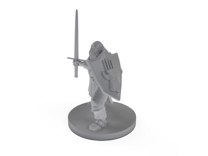 Bearded Cleric Sword and Shield Tabletop DND Gaming Miniature