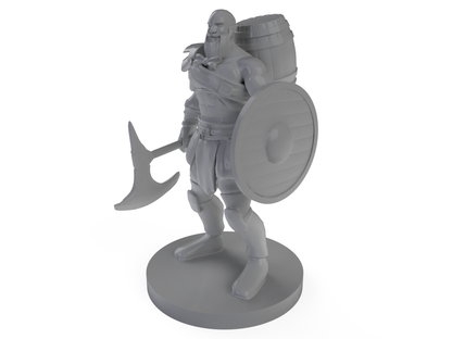 Barbarian With Beer Barrel On Back Tabletop DND Gaming Miniature