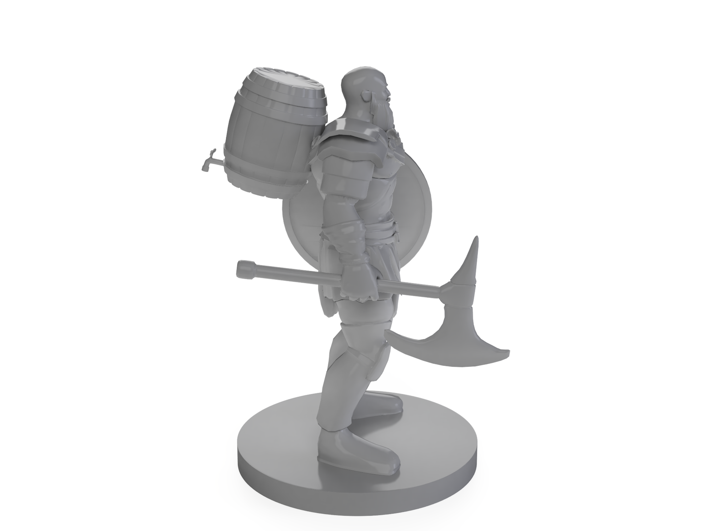 Barbarian With Beer Barrel On Back Tabletop DND Gaming Miniature