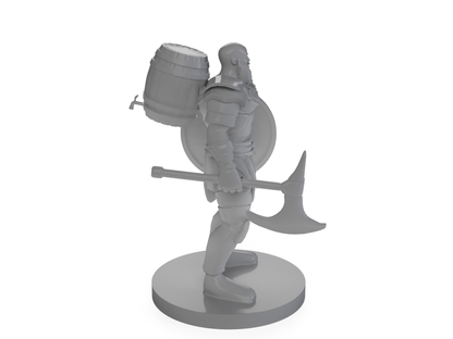 Barbarian With Beer Barrel On Back Tabletop DND Gaming Miniature