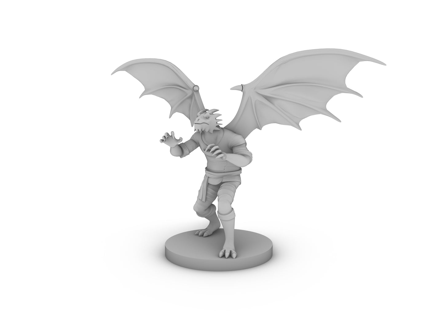 Dragonborn Male Monk With Wings Tabletop DND Gaming Miniature