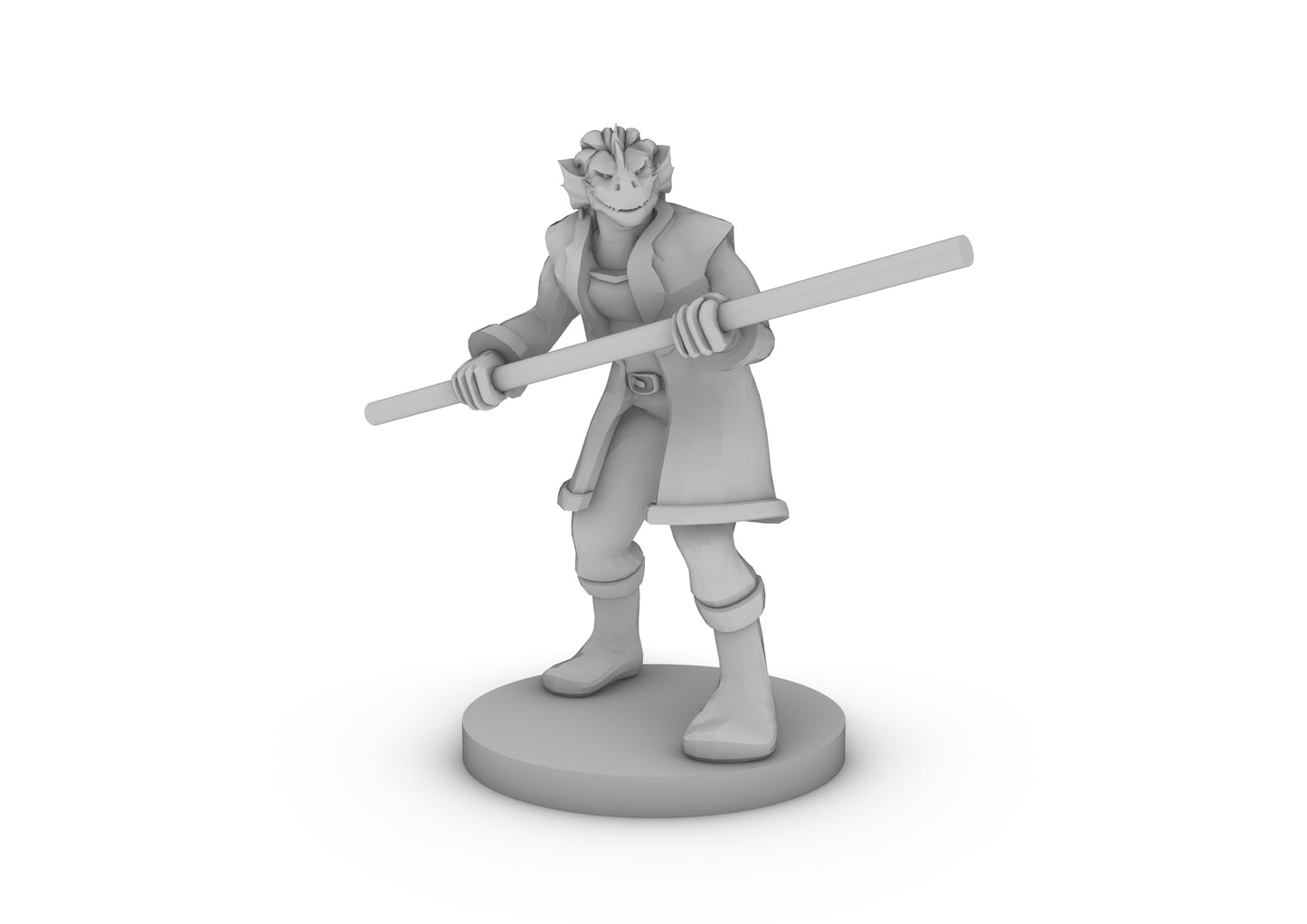 Dragonborn Male Monk with Staff Tabletop DND Gaming Miniature