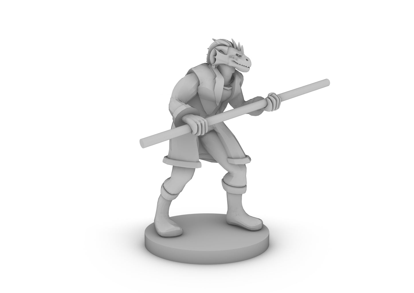 Dragonborn Male Monk with Staff Tabletop DND Gaming Miniature