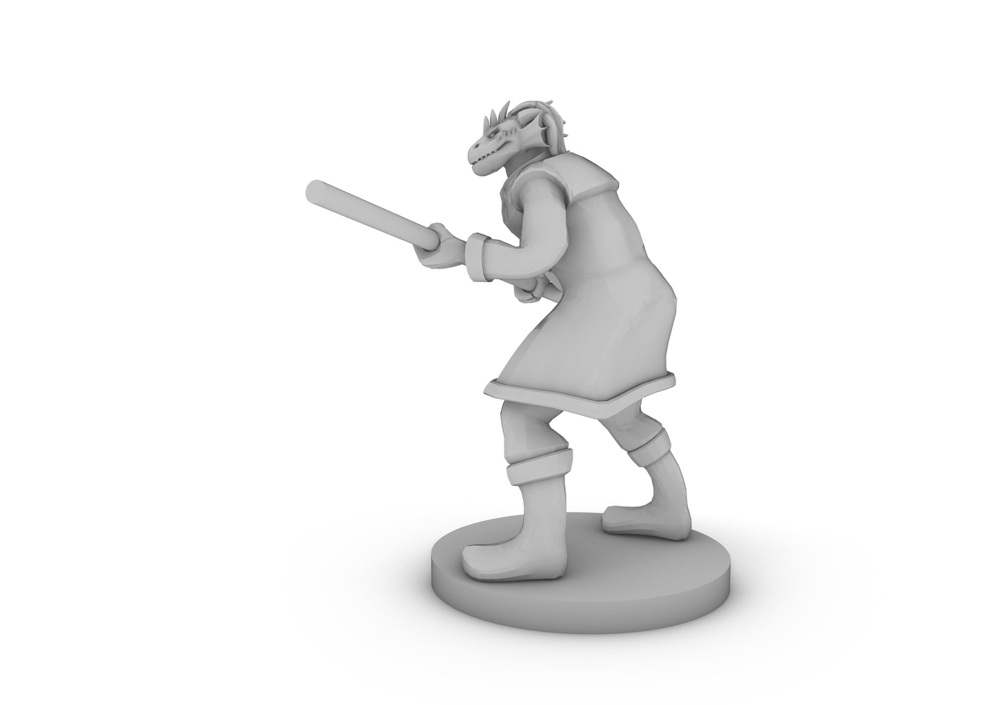 Dragonborn Male Monk with Staff Tabletop DND Gaming Miniature