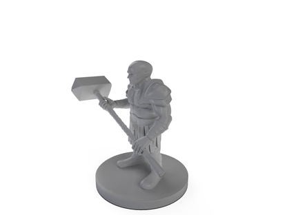 Dwarf Barbarian Maul No Beard Tabletop DND Gaming Miniature