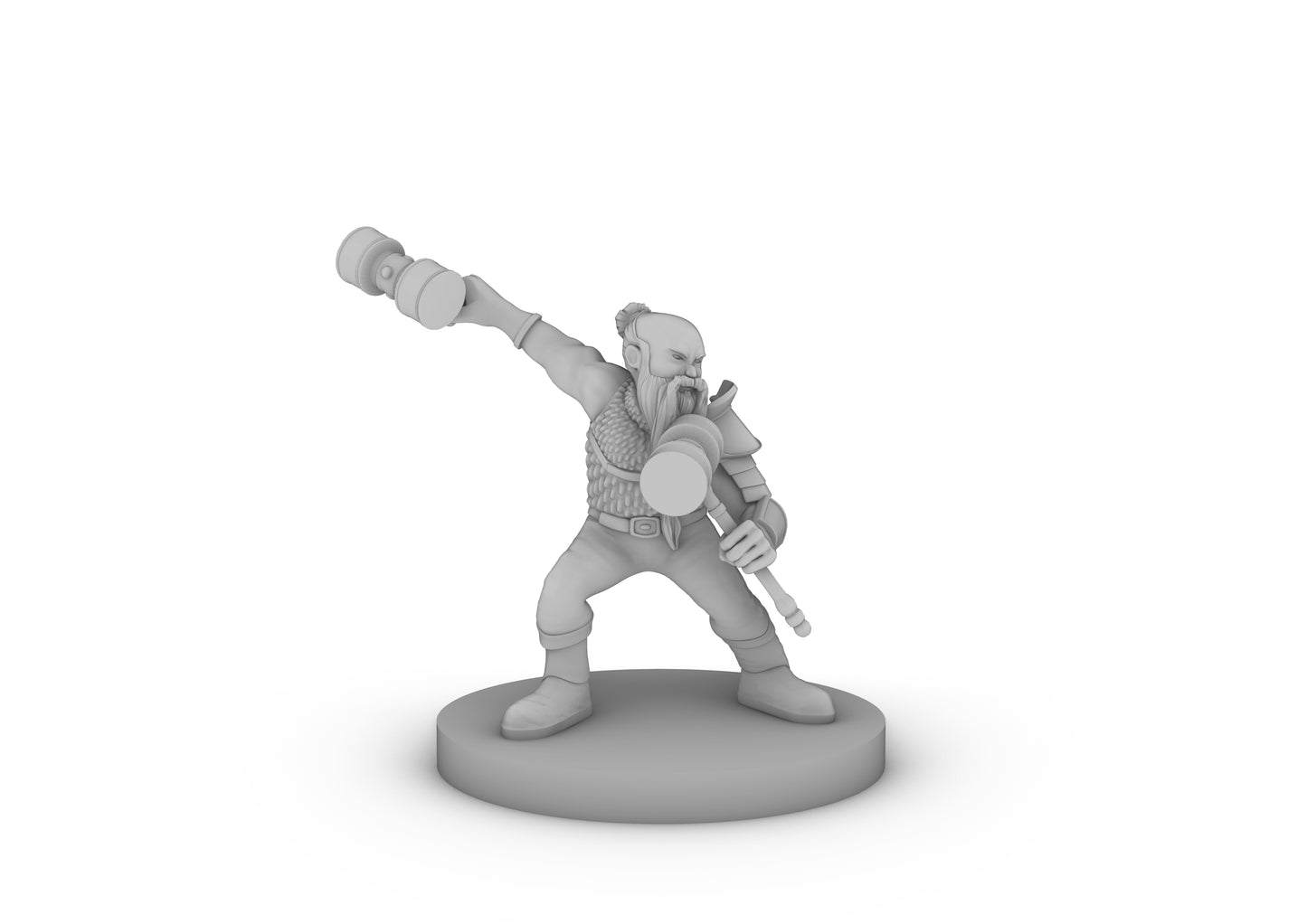 Dwarf Fighter 3 Dual Hammers Tabletop DND Gaming Miniature