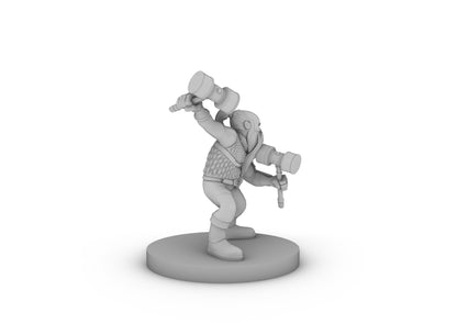 Dwarf Fighter 3 Dual Hammers Tabletop DND Gaming Miniature