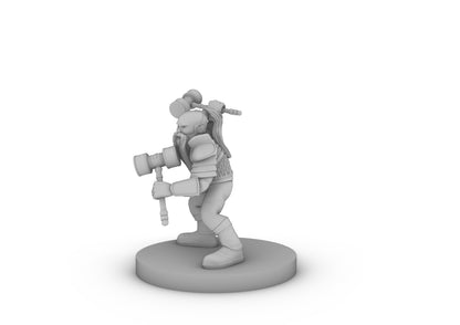 Dwarf Fighter 3 Dual Hammers Tabletop DND Gaming Miniature