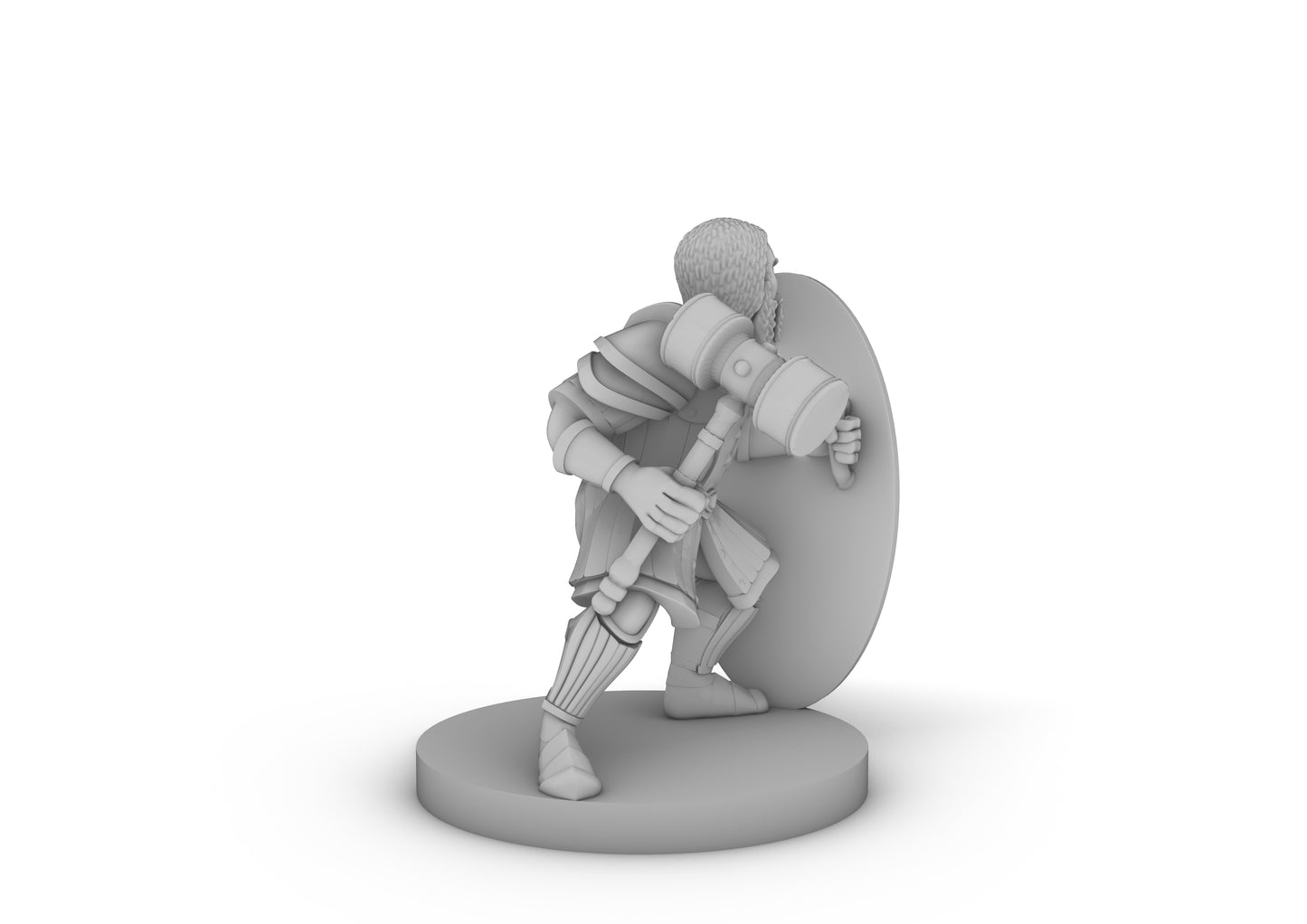 Dwarf Fighter W Tower Shield and Hammer Tabletop DND Gaming Miniature