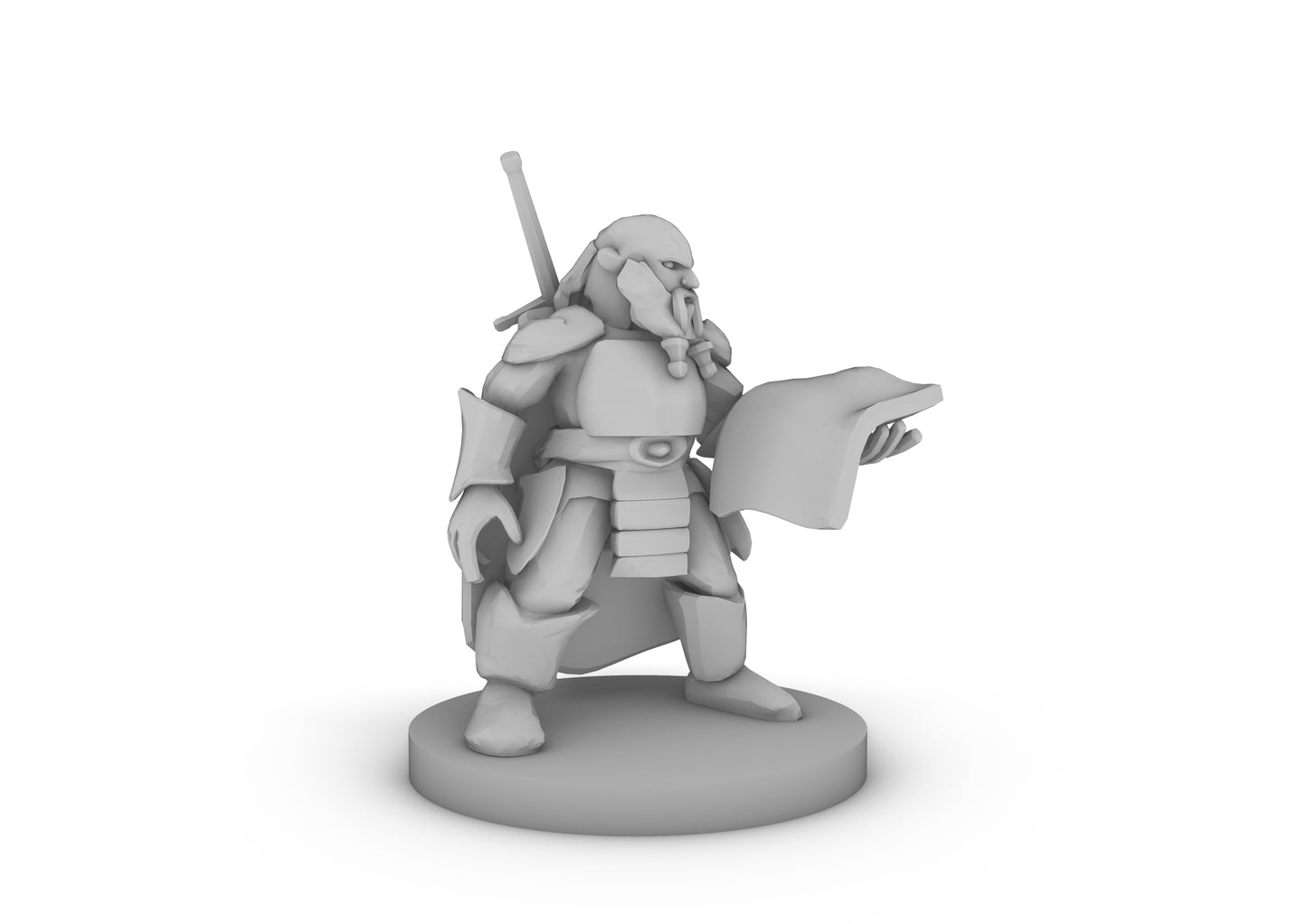 Dwarf Fighter With Map and Greatsword Tabletop DND Gaming Miniature