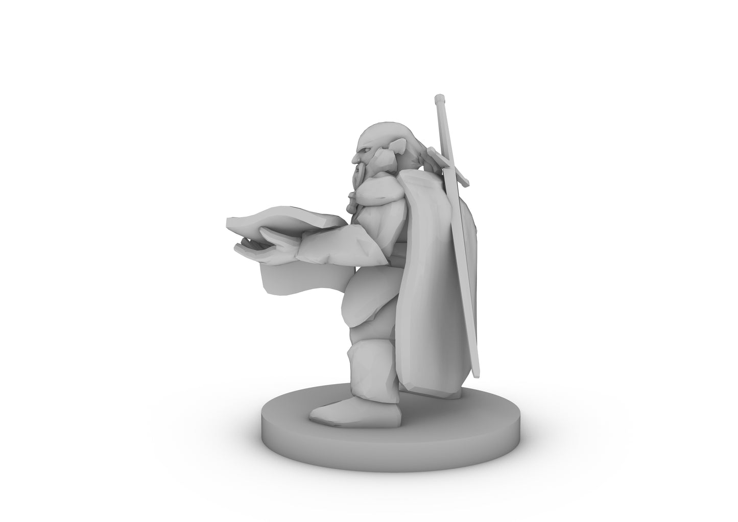 Dwarf Fighter With Map and Greatsword Tabletop DND Gaming Miniature