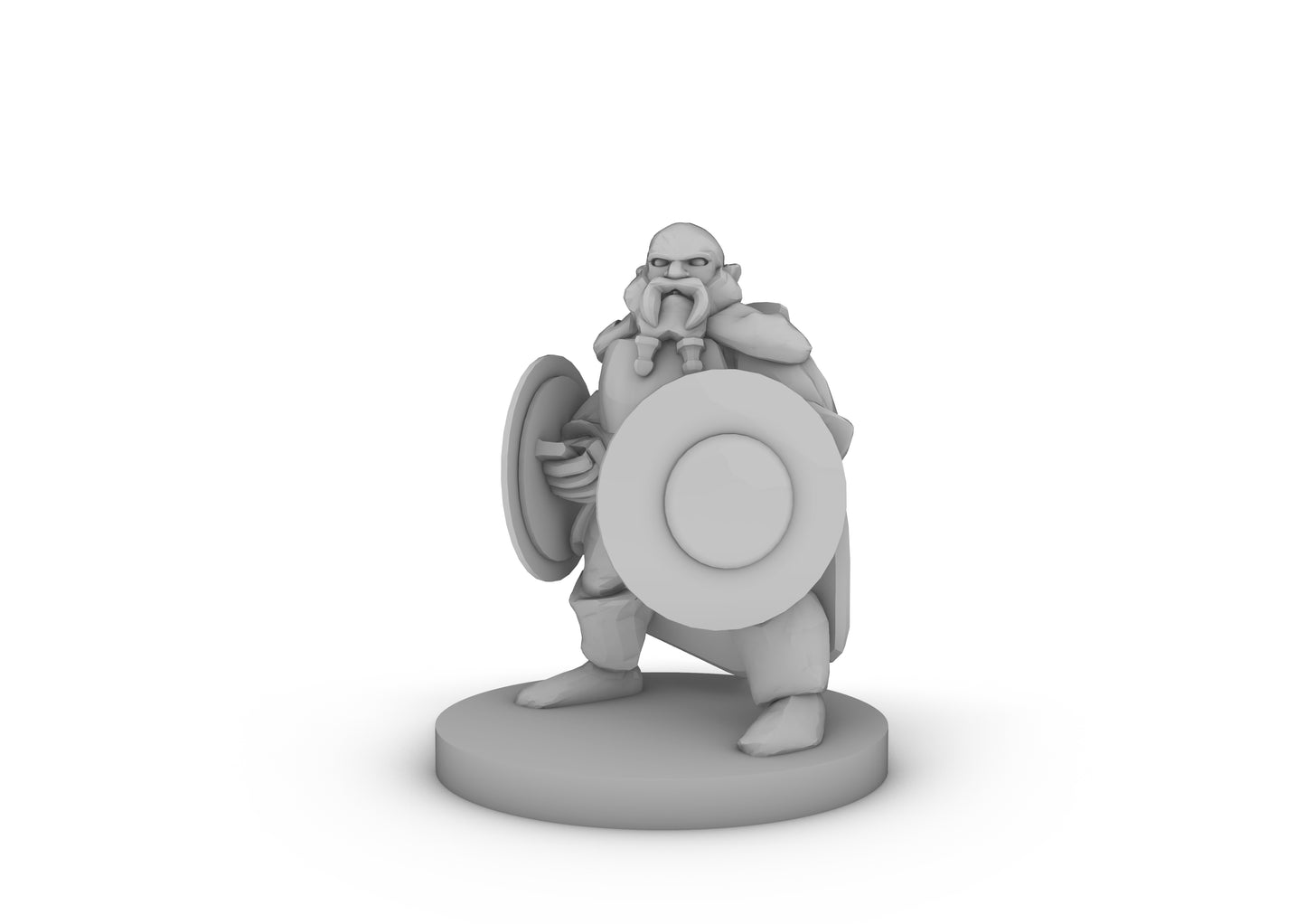 Dwarf Fighter With Two Shields Tabletop DND Gaming Miniature