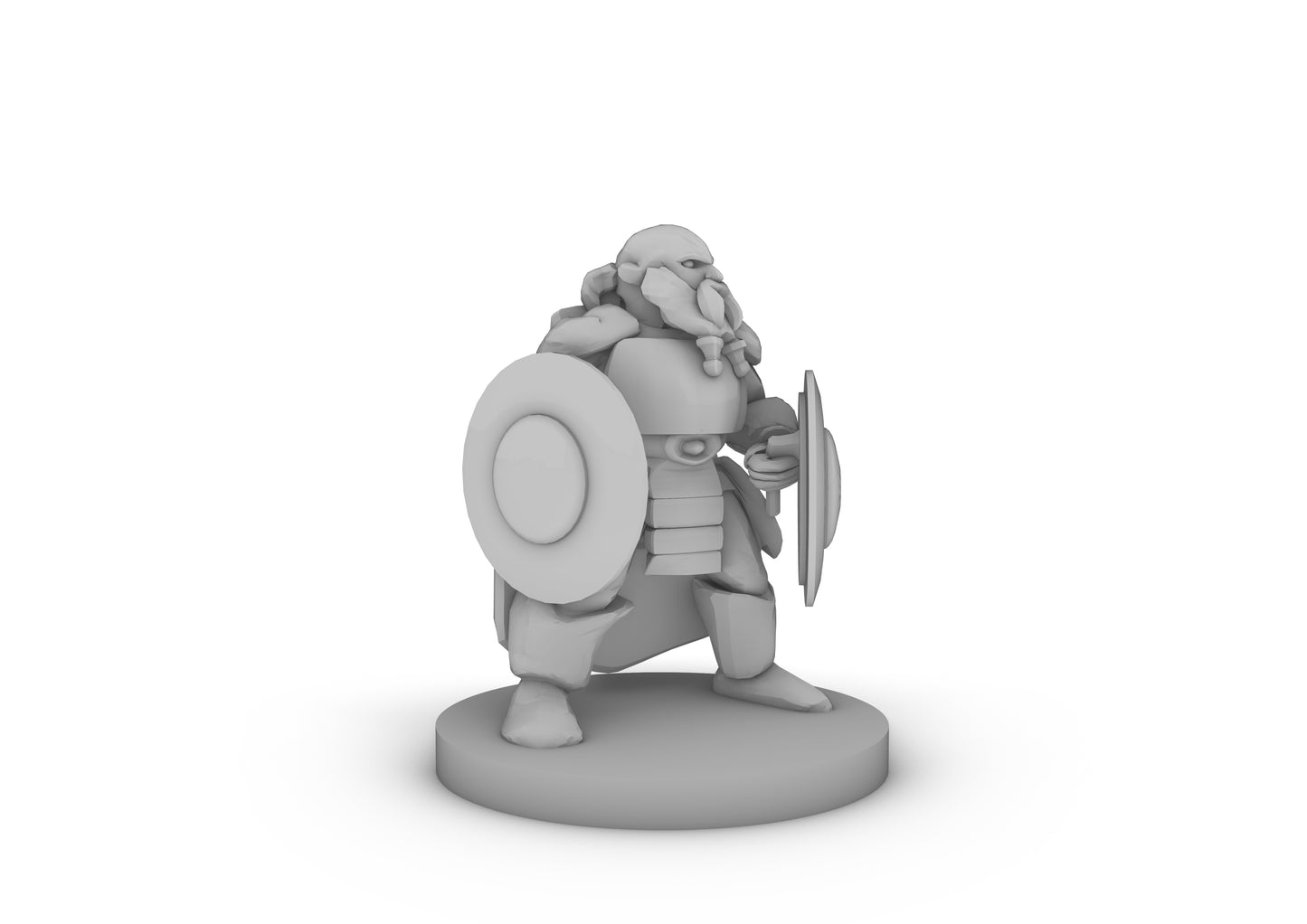 Dwarf Fighter With Two Shields Tabletop DND Gaming Miniature