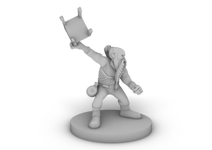 Dwarf Improvised Weapon Fighter Tabletop DND Gaming Miniature