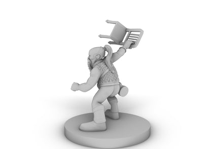 Dwarf Improvised Weapon Fighter Tabletop DND Gaming Miniature