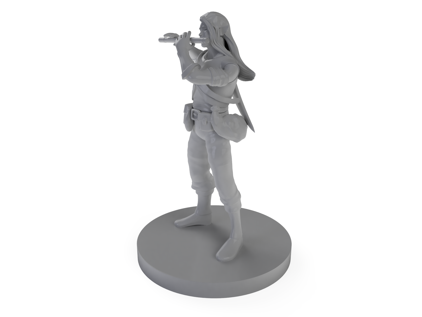 Elven Male Bard With Flute Tabletop DND Gaming Miniature