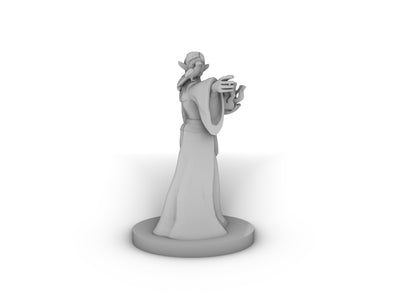 Elven Female Sorcerer With Raven Tabletop DND Gaming Miniature