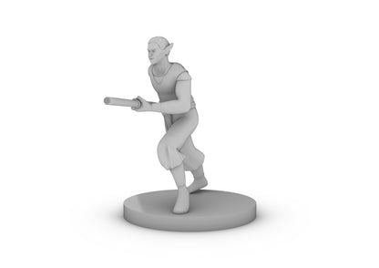 Elven Monk Running With Quarterstaff Tabletop DND Gaming Miniature