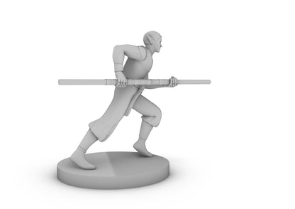 Elven Monk Running With Quarterstaff Tabletop DND Gaming Miniature