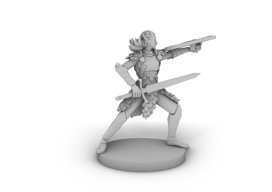 Female Eladrin Fighter Shield Bash Tabletop DND Gaming Miniature