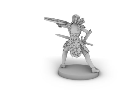 Female Eladrin Fighter Shield Bash Tabletop DND Gaming Miniature