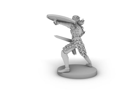 Female Eladrin Fighter Shield Bash Tabletop DND Gaming Miniature