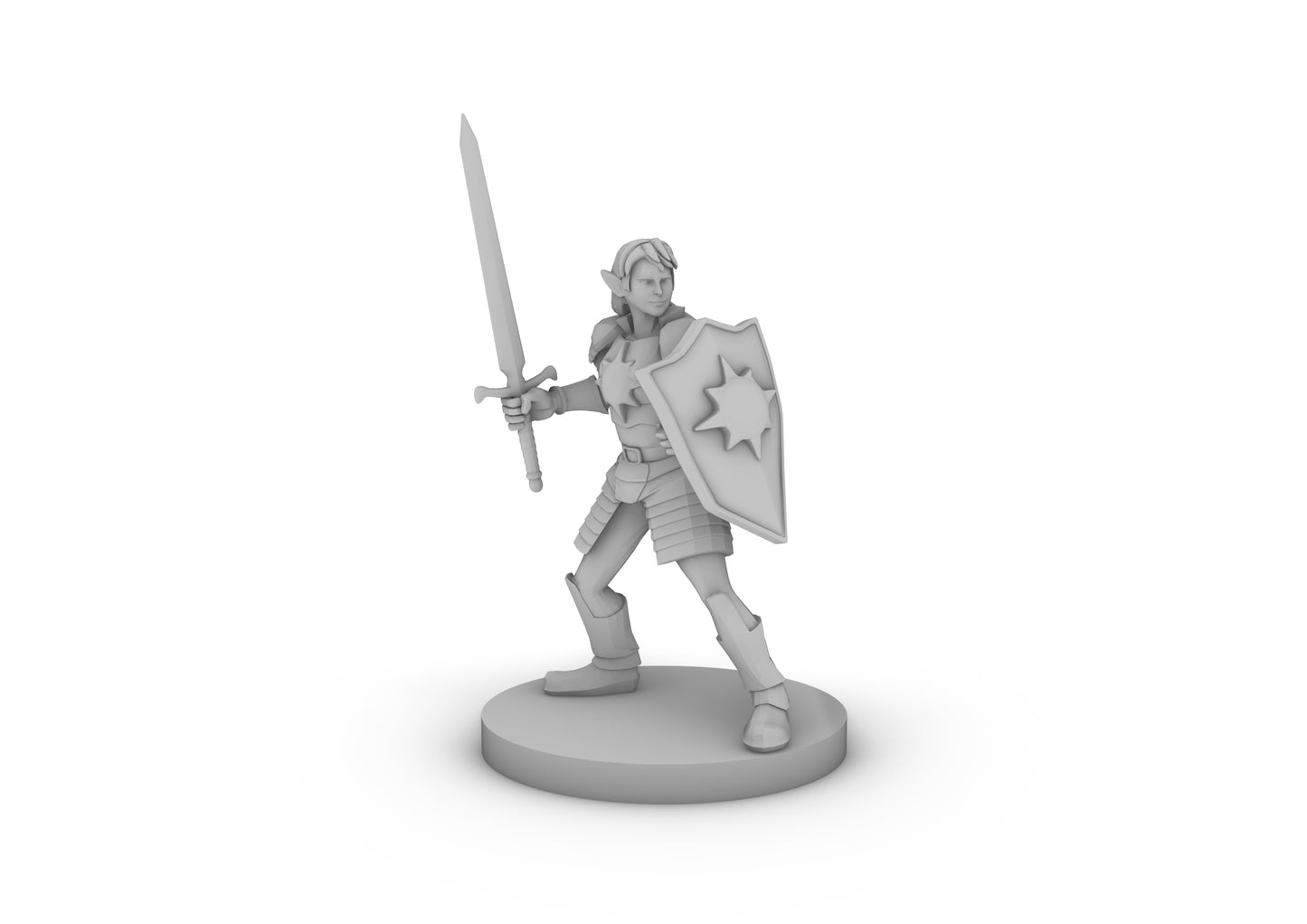 Female Elf Light Paladin With Sword and Kite Shield Tabletop DND Gaming Miniature