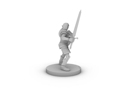 Female Elf Light Paladin With Sword and Kite Shield Tabletop DND Gaming Miniature