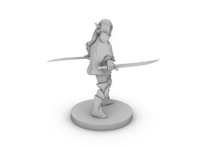 Elven Female Bard With Flute Tabletop DND Gaming Miniature