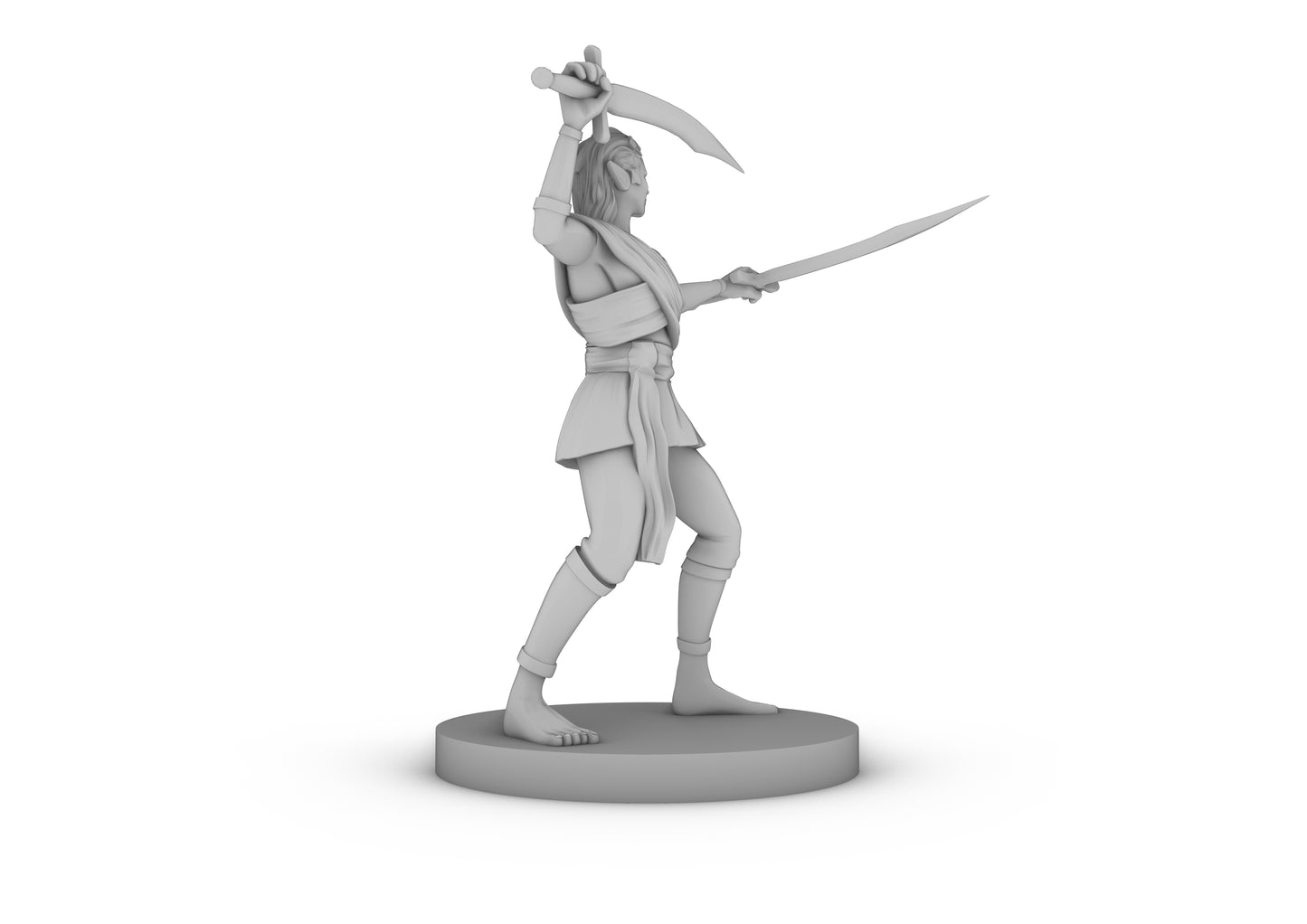 Female Elven Two Scimitar Jungle Fighter Tabletop DND Gaming Miniature