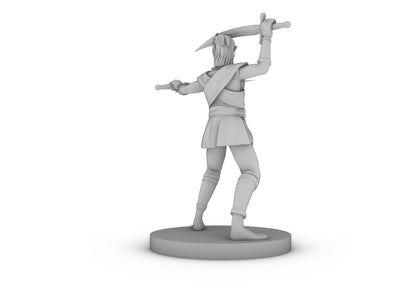 Female Elven Two Scimitar Jungle Fighter Tabletop DND Gaming Miniature