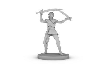 Female Elven Two Scimitar Jungle Fighter Tabletop DND Gaming Miniature