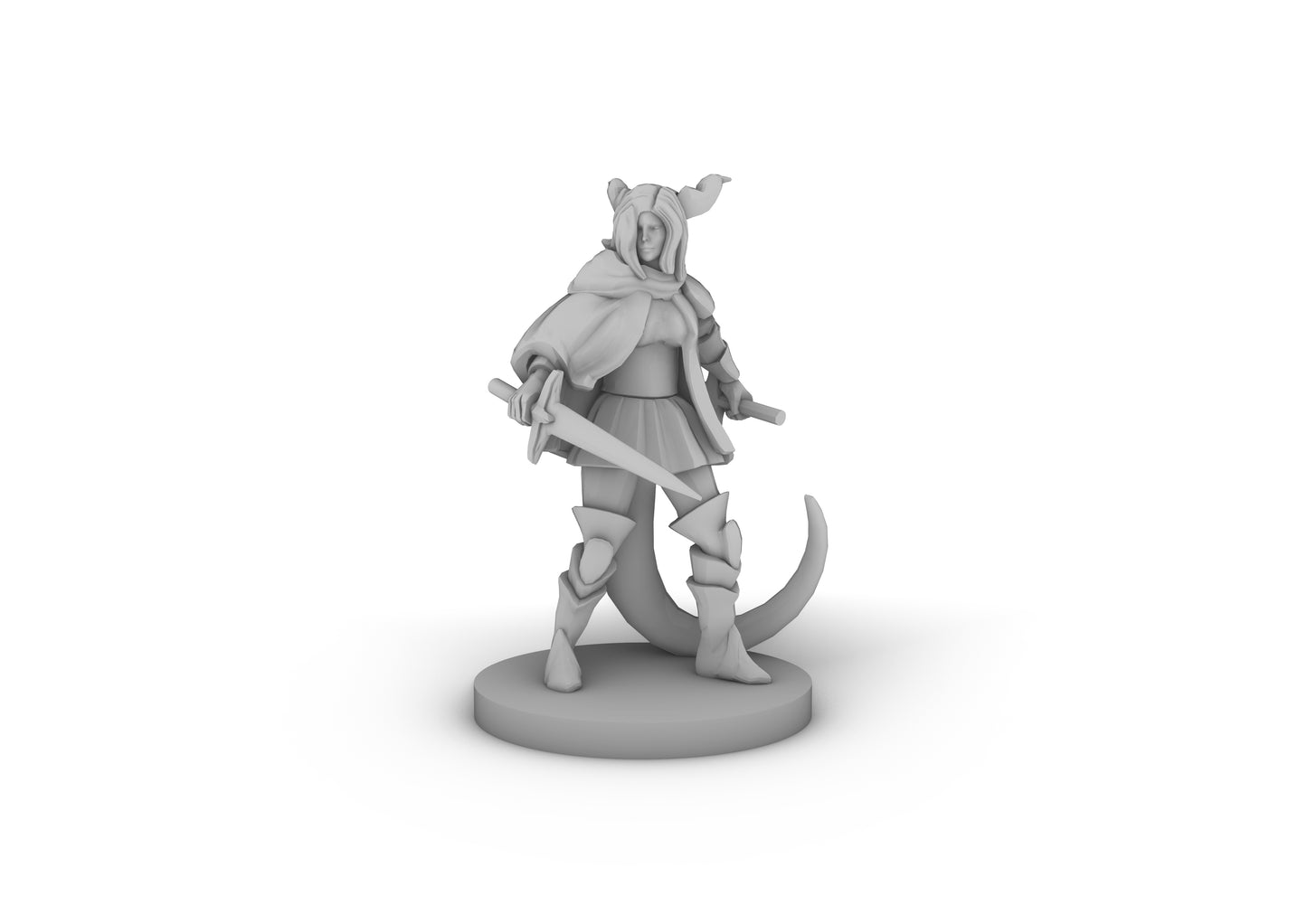 Female Half Dragon Fighter Tabletop DND Gaming Miniature