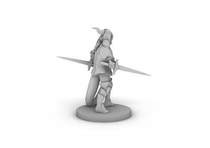 Female Half Dragon Fighter Tabletop DND Gaming Miniature