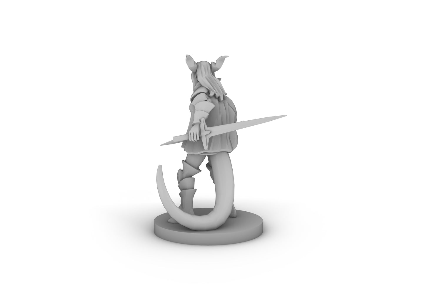 Female Half Dragon Fighter Tabletop DND Gaming Miniature