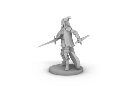 Female Half Dragon Fighter Tabletop DND Gaming Miniature