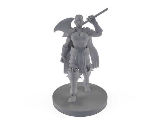 Female Human Barbarian bald Tabletop DND Gaming Miniature