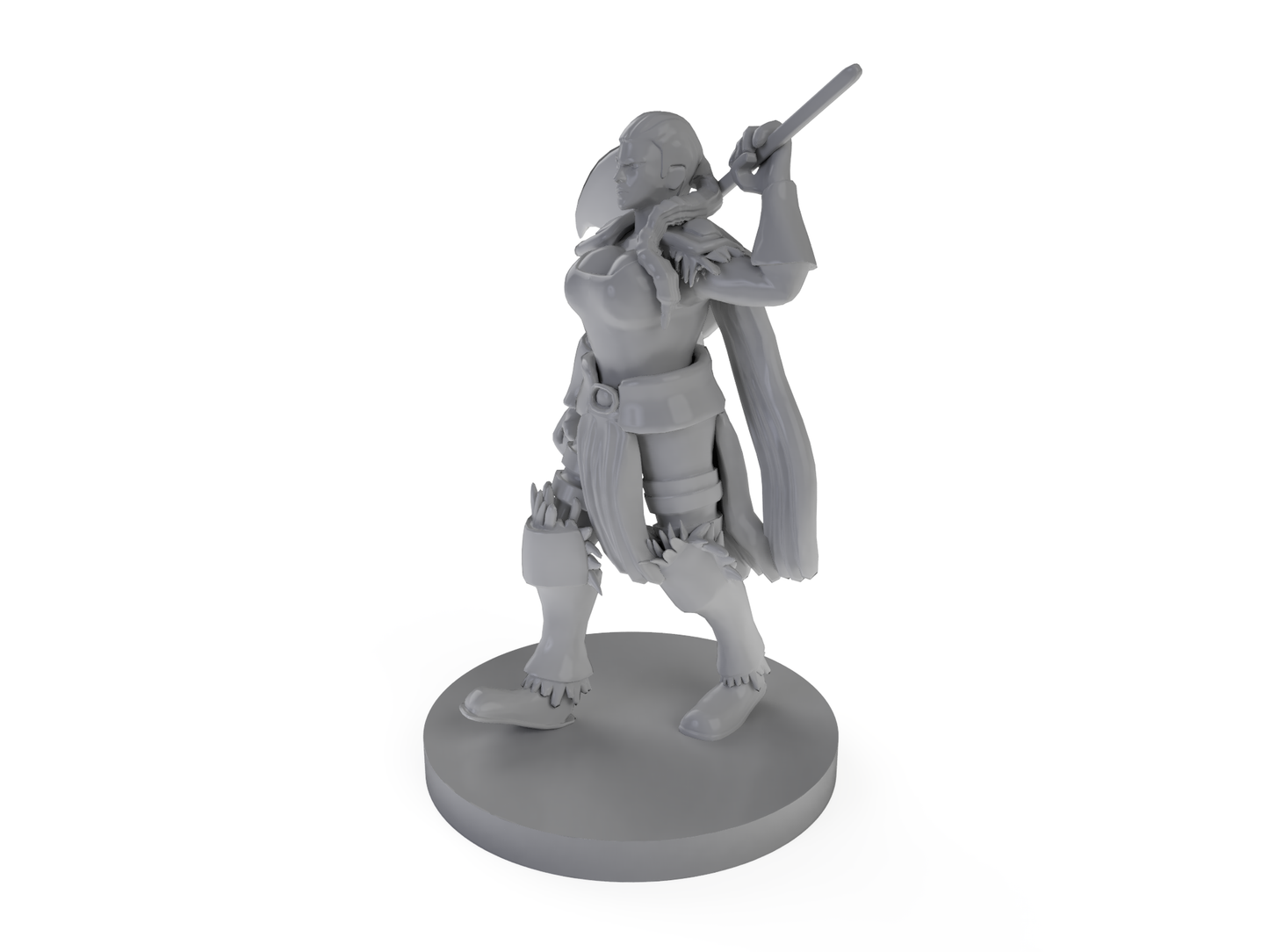 Female Human Barbarian Less Wind Tabletop DND Gaming Miniature