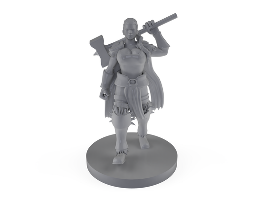 Female Human Bardbarian With Hammer Tabletop DND Gaming Miniature