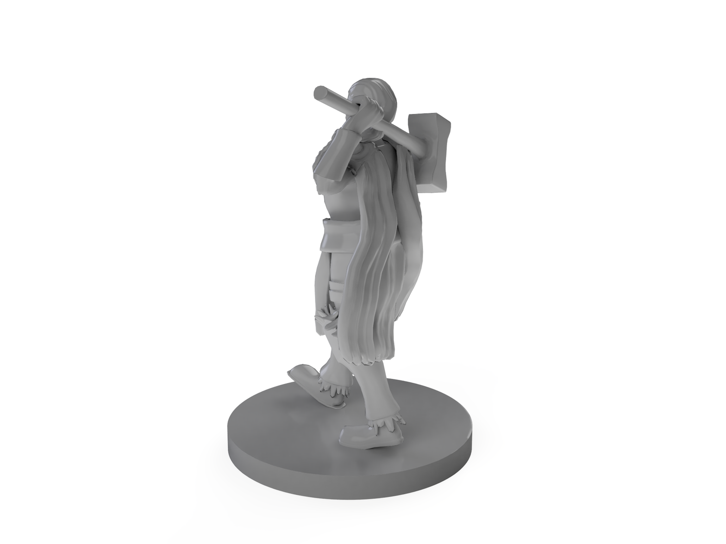 Female Human Bardbarian With Hammer Tabletop DND Gaming Miniature